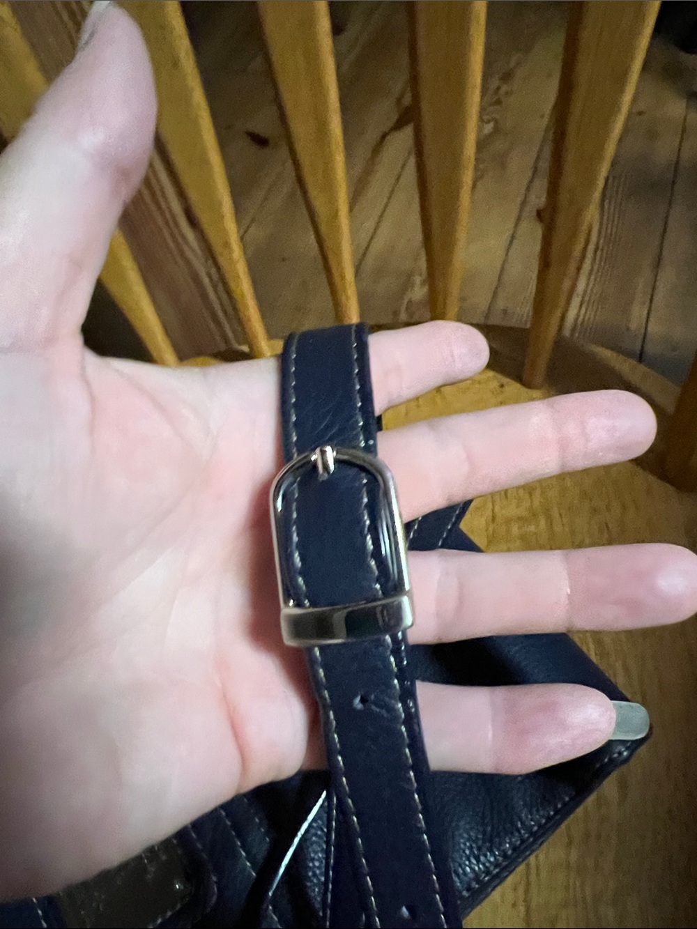 Tignanello Navy Blue Pebbled Leather Crossbody with Silver Plaque - Picture 6 of 9